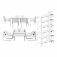 Pangea Home Chester 17-piece Aluminum Patio Sofa Set in White