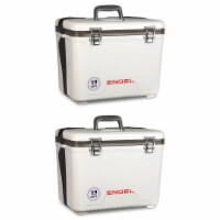 Engel 19 Quart Fishing Live Bait Dry Box Ice Cooler with Strap, White (2 Pack)