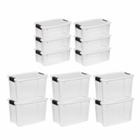 Sterilite 30 Qt 6-Pack & 18 Qt 6-Pack Clear Plastic Stackable Storage Bin w/ Lid