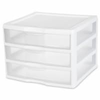 Sterilite Clear Plastic Stackable Small 3 Drawer Storage System, White, (9 Pack)