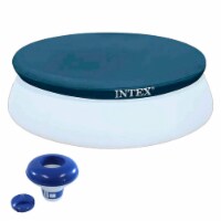 Intex 8' Round Cover for Above Ground Pools with 7 Floating Chlorine Dispenser