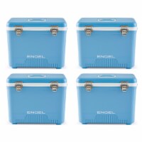 Engel 19 Quart Bait Dry Box Ice Cooler with Shoulder Strap, Arctic Blue (4 Pack)