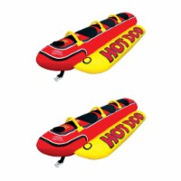 AIRHEAD Hot Dog Triple Rider Towable Inflatable 3 Person Boat Lake Tube (2 Pack)
