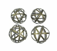 Set of 4 Woven Brass Decorative Orbs Metal Decor Balls Accent Bowl Spheres Art