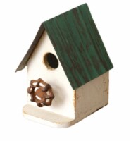 Country Farmhouse Style Tin Roof Birdhouse With Garden Faucet Perch
