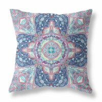 Buddha Flower Ceremony Broadcloth Zippered Pillow Blue Light Blue Pink