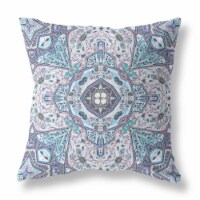 Buddha Flower Ceremony Broadcloth Indoor Outdoor Zippered Pillow Gray Light Blue