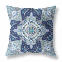 Buddha Flower Ceremony Broadcloth Zippered Pillow Indigo Light Blue