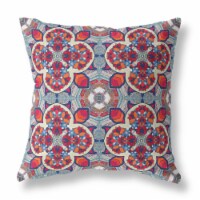 Clover Leaf Floral Broadcloth Indoor Outdoor Zippered Pillow Red Orange Blue