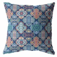 Flower Diamonds Suede Blown And Closed Pillow Turquoise And Red
