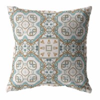 Geo Mandala Broadcloth Zippered Pillow Orange And Light Blue On White