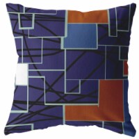 Square Patches Broadcloth Indoor Outdoor Zippered Pillow Navy