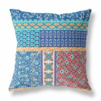 Amrita Sen Flower Castle Patchwork 18  Fabric Zippered Pillow in Orange/Blue
