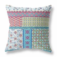 Flower Castle Patchwork Indoor/Outdoor Fabric Pillow with Zip -White Yellow 18