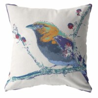 Perched Robin Double Sided Suede Pillow, Zippered, Purple On White
