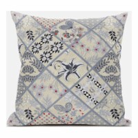 Amrita Sen Fall Patch Snowflowers 18 x18  Suede Pillow in Dark Green Peach