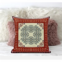 Window Wreath Palace Throw Fabric Pillow in Pink Orange Indigo 18x18
