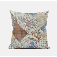 Arizona Floral Patches Suede Zippered Pillow With Insert In Orange Yellow