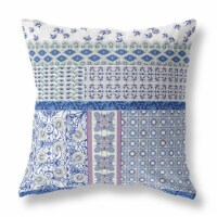 Flower Castle Patchwork Suede Zippered Pillow W Insert In White And Pink