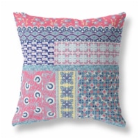 Flower Castle Patchwork Suede Zippered Pillow W Insert In Pink And Teal