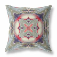 Pastel Floral Squares Suede Blown And Closed Pillow Muted Green Indigo Hot Pink