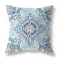 Buddha Flower Ceremony Suede Zippered Pillow With Insert Light Blue