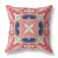 Pastel Floral Squares Broadcloth Blown And Closed Pillow Red Indigo Green Cream