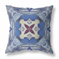 Pastel Floral Squares Broadcloth Blown And Closed Pillow Sky Blue Evening Blue