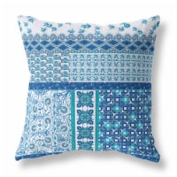 Flower Castle Patchwork Broadcloth Blown And Closed Pillow In Blue White