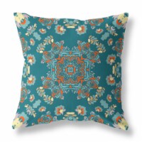 Rose Wreath Broadcloth Indoor Outdoor Blown And Closed Pillow In Green Red