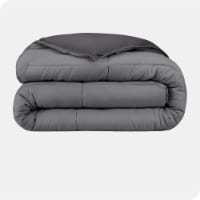 Bare Home Reversible Down Alternative Comforter - Grey/Forged Iron Grey, Full Perspective: Main