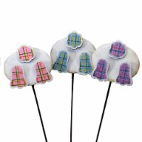 Plaid Bunny Bottoms Stakes - Three Garden Stakes 23.5 Inch, Metal - Garden E21035 Perspective: Main