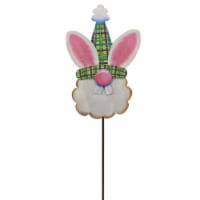 Easter Bunny Gnome Garden Stake Metal Holiday Bunny Face E21036