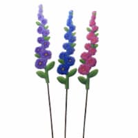 Home & Garden Hollyhocks Set/3 Metal Wil;Dflowers S21037