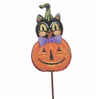 Halloween Vintage Cat In Pumpkin Metal Retro Garden Stake F21027