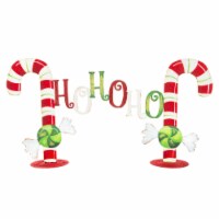 Round Top Collection Candy Cane Centerpiece Metal Christmas Ho Ho Ho C21009