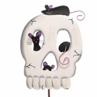 Halloween Skeleton With Rats Stake Metal Rodents F22010