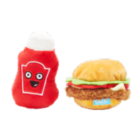BARK Cookout Burger Ketchup Plush Dog Toy Perspective: Main