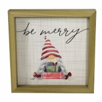 Christmas Be Merry Plaque Wood Free Standing Gnome Rf1221