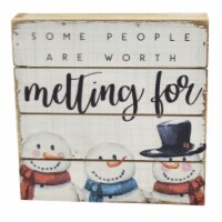 Christmas Worth Melting For Block Sign Wood Snowman Winter Farmhouse Pet1972