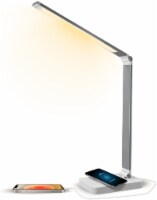 LED Table Lamp, Foldable Desk Lamp with Wireless Charger & USB Port, 3-Brightness Levels