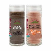 Himalayan Chef Salt & Pepper, Fine Salt, Black Pepper Glass Shaker, Kosher & Vegan – Set of 2