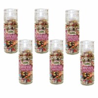 Himalayan Chef Rainbow Pepper & Pink Salt, Hot & Pure, Small Glass Grinder, 3.53 Oz – 6 Packs