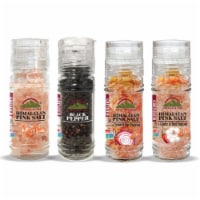 Himalayan Chef Salt & Pepper Grinder Variety Pack (Pink Salt, Black Peppercorn, Onion Salt, G