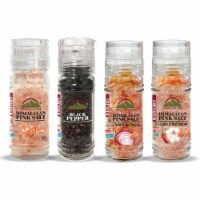 Himalayan Chef Salt & Pepper Grinder Variety Pack (Pink Salt, Black Peppercorn, Onion Salt, G