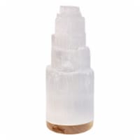 Selenite Crystal Lamp, Himalayan Night Light Lamp with USB Cable & LED Light - 18 cm Tall