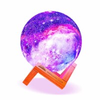 Galaxy Moon Lamp Wooden Base, 16 Colors Light with USB Rechargeable