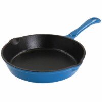 MegaChef MCCE-8TUR 8 in. Enameled Round PreSeasoned Cast Iron Frying Pan, Turquoise