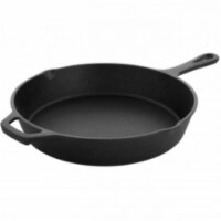 MegaChef MCCI-1010 10 in. Round Preseasoned Cast Iron Frying Pan with Handle, Black