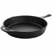 MegaChef MCCI-1210 12 in. Round Preseasoned Cast Iron Frying Pan, Black